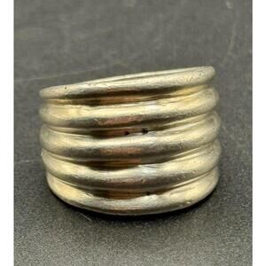 Sterling Silver Ribbed Ring - Size 6.5-6.75